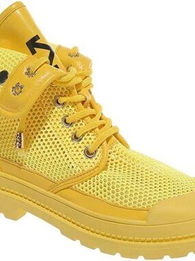 Bright Yellow MESH HI-TOP Women's FOLD DOWN BOOTS 8.5 M Clown Core Fairy Cottage